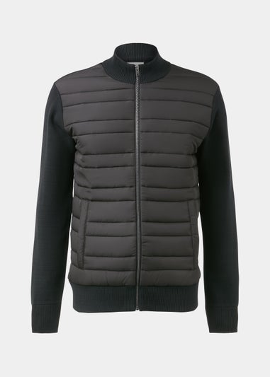 Black Quilted Hybrid Jacket