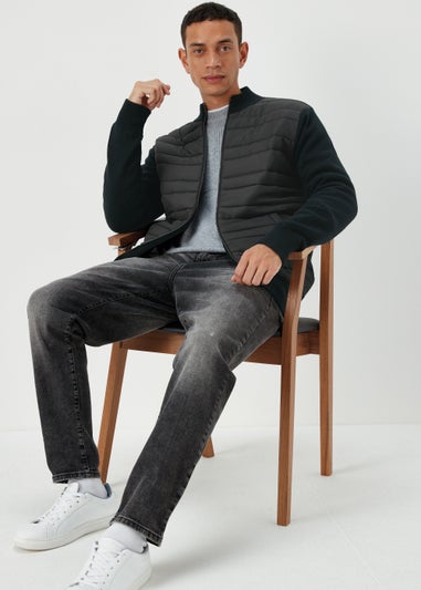 Black Quilted Hybrid Jacket