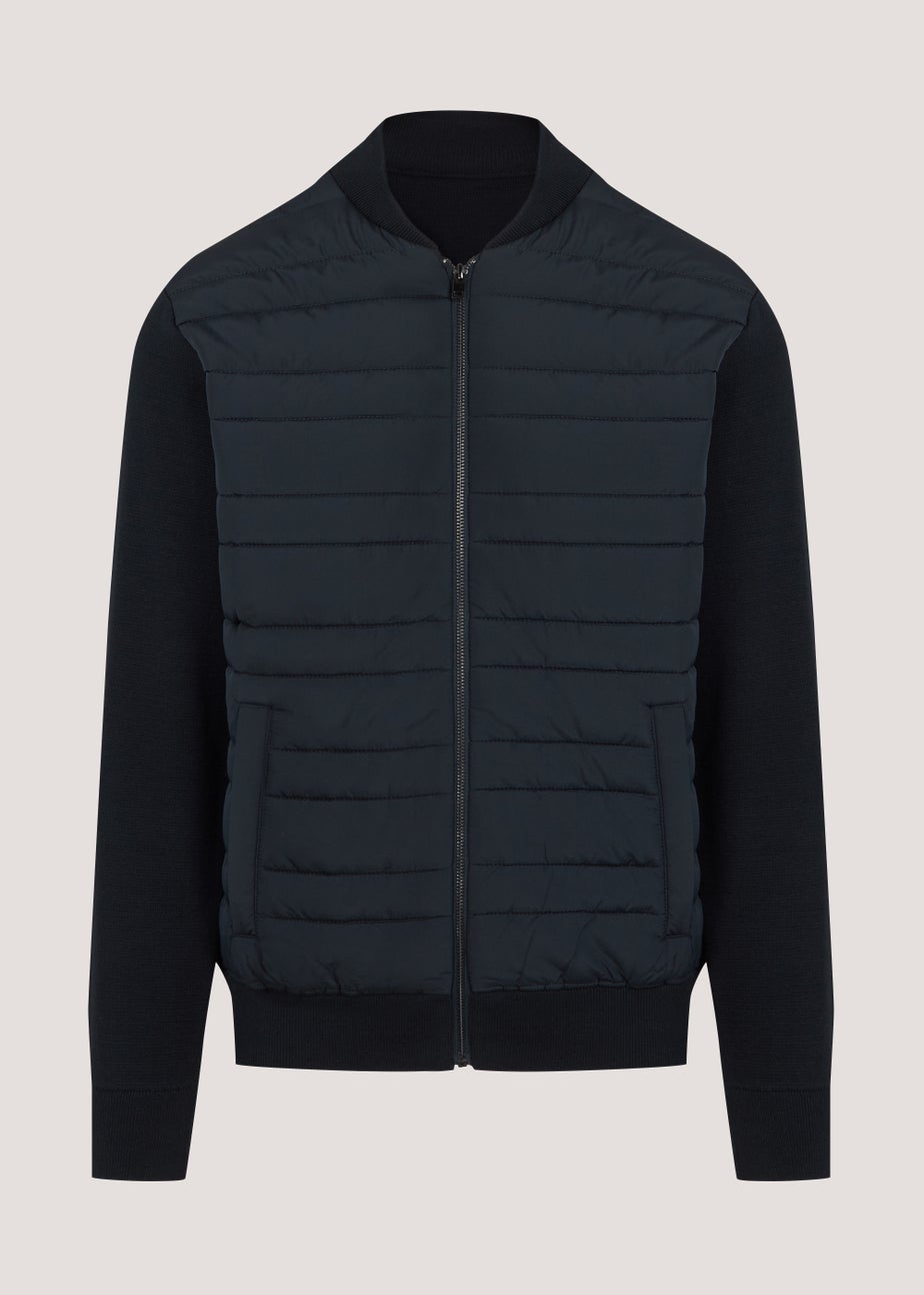 Navy Quilted Hybrid Jacket