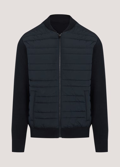 Navy Quilted Hybrid Jacket