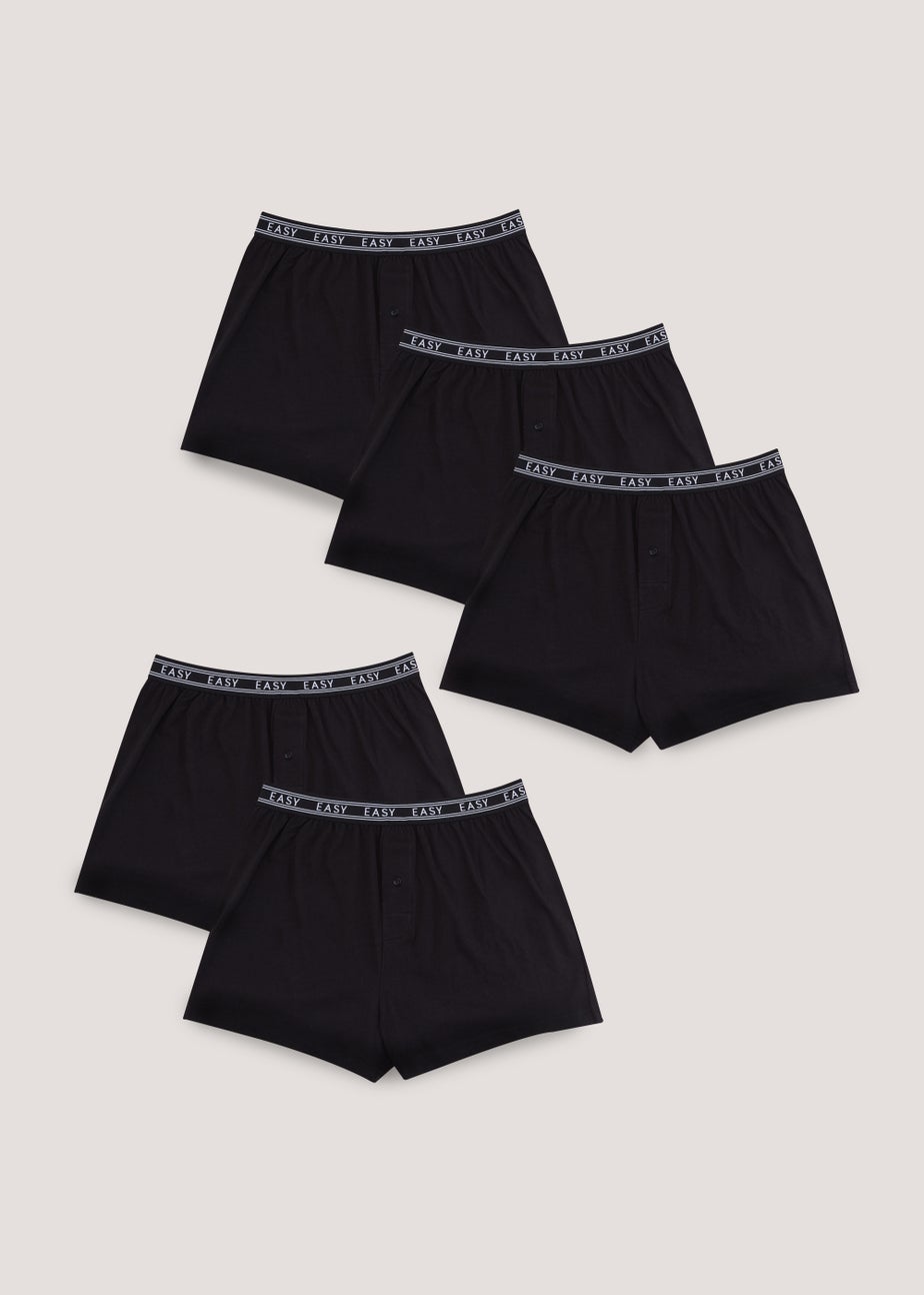 5 Pack Black Loose Fit Boxers