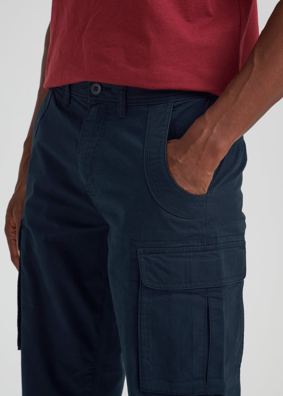 Navy Slim Fit Cargo Trousers