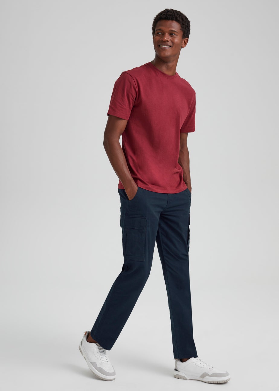 Navy Slim Fit Cargo Trousers