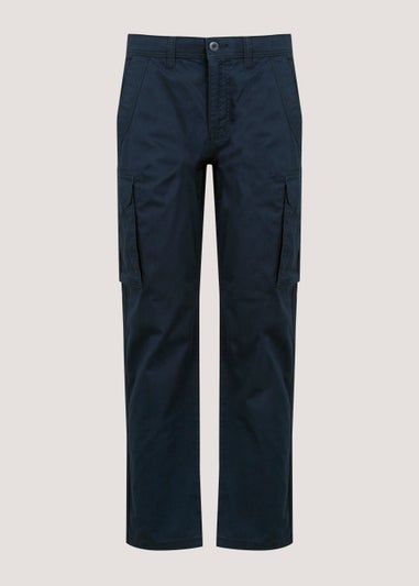 Navy Slim Fit Cargo Trousers