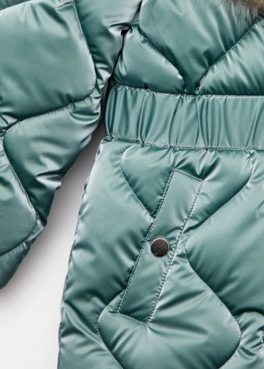 Girls Teal Faux Fur Coat (4-13yrs)