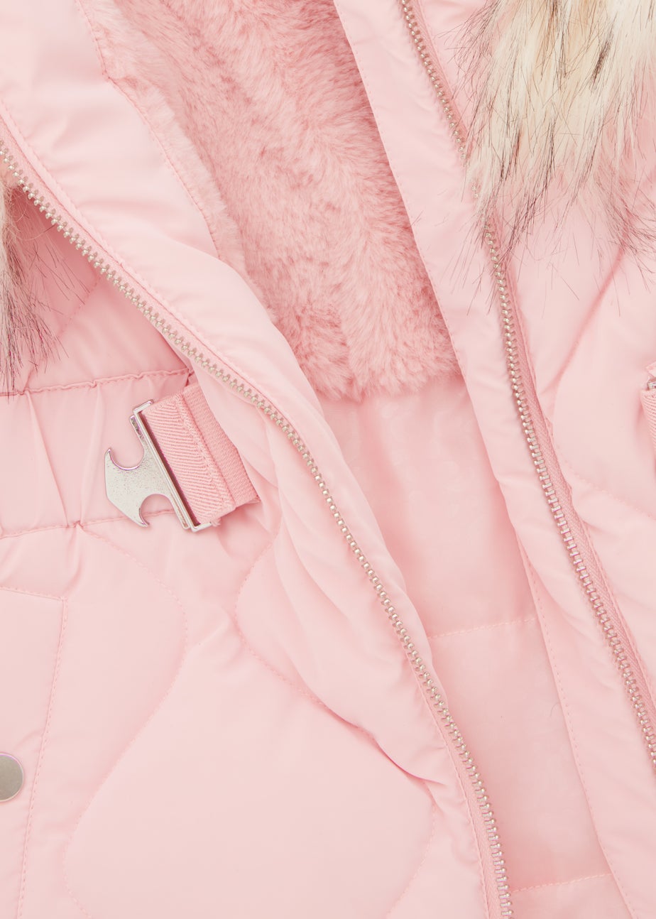 Girls Pink Faux Fur Coat (4-13yrs)