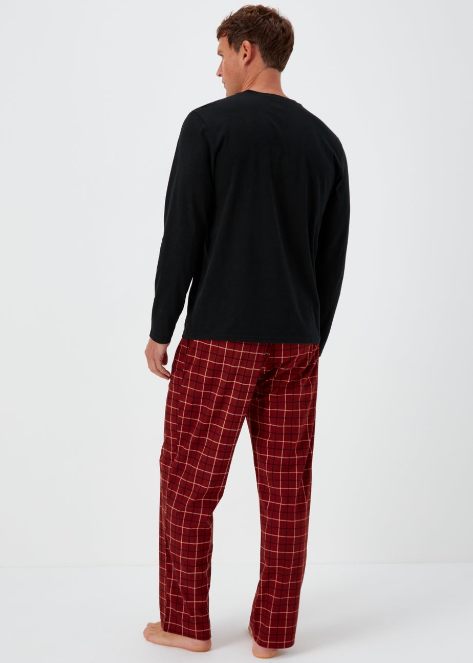 Burgundy Caffeine Print Long Pyjama Set