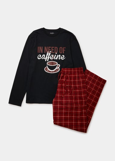 Burgundy Caffeine Print Long Pyjama Set