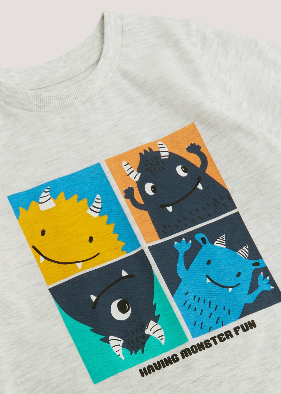 Boys Grey Monster Print T-Shirt (9mths-6yrs)