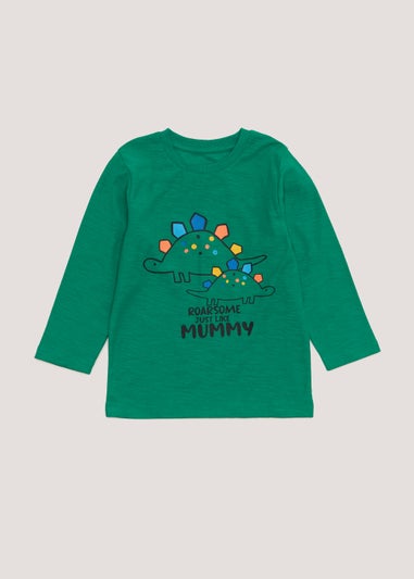 Boys Green Mummy Dinosaur T-Shirt (9mths-6yrs)