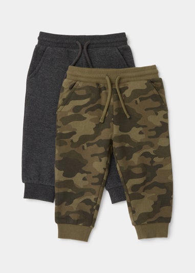 Boys 2 Pack Plain & Camo Joggers (9mths-6yrs)