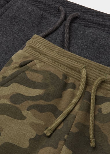 Boys 2 Pack Plain & Camo Joggers (9mths-6yrs)