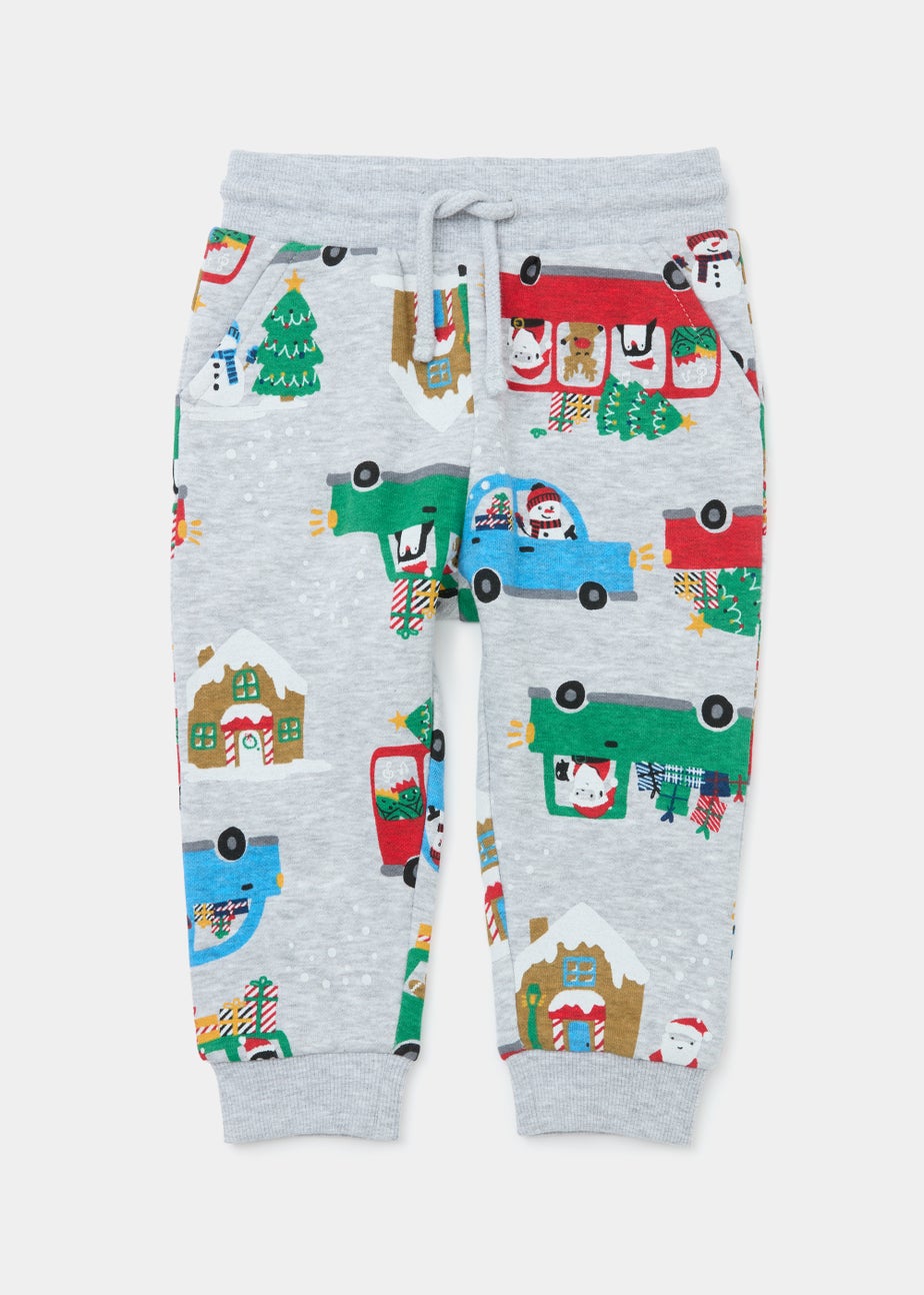 Kids Grey Marl Christmas Joggers (9mths-6yrs)
