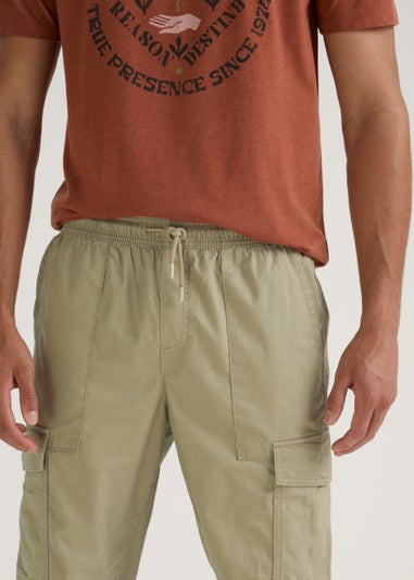 Stone Twill Cuffed Cargo Trousers