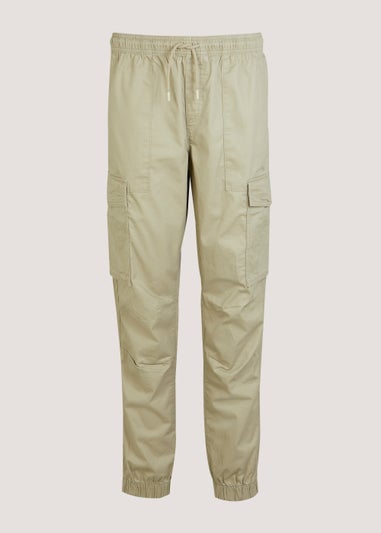 Stone Twill Cuffed Cargo Trousers