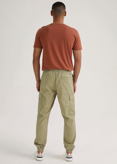 Stone Twill Cuffed Cargo Trousers