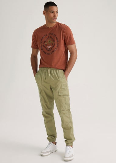 Stone Twill Cuffed Cargo Trousers