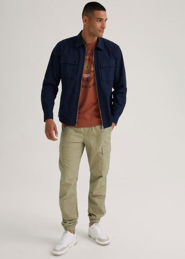 Stone Twill Cuffed Cargo Trousers