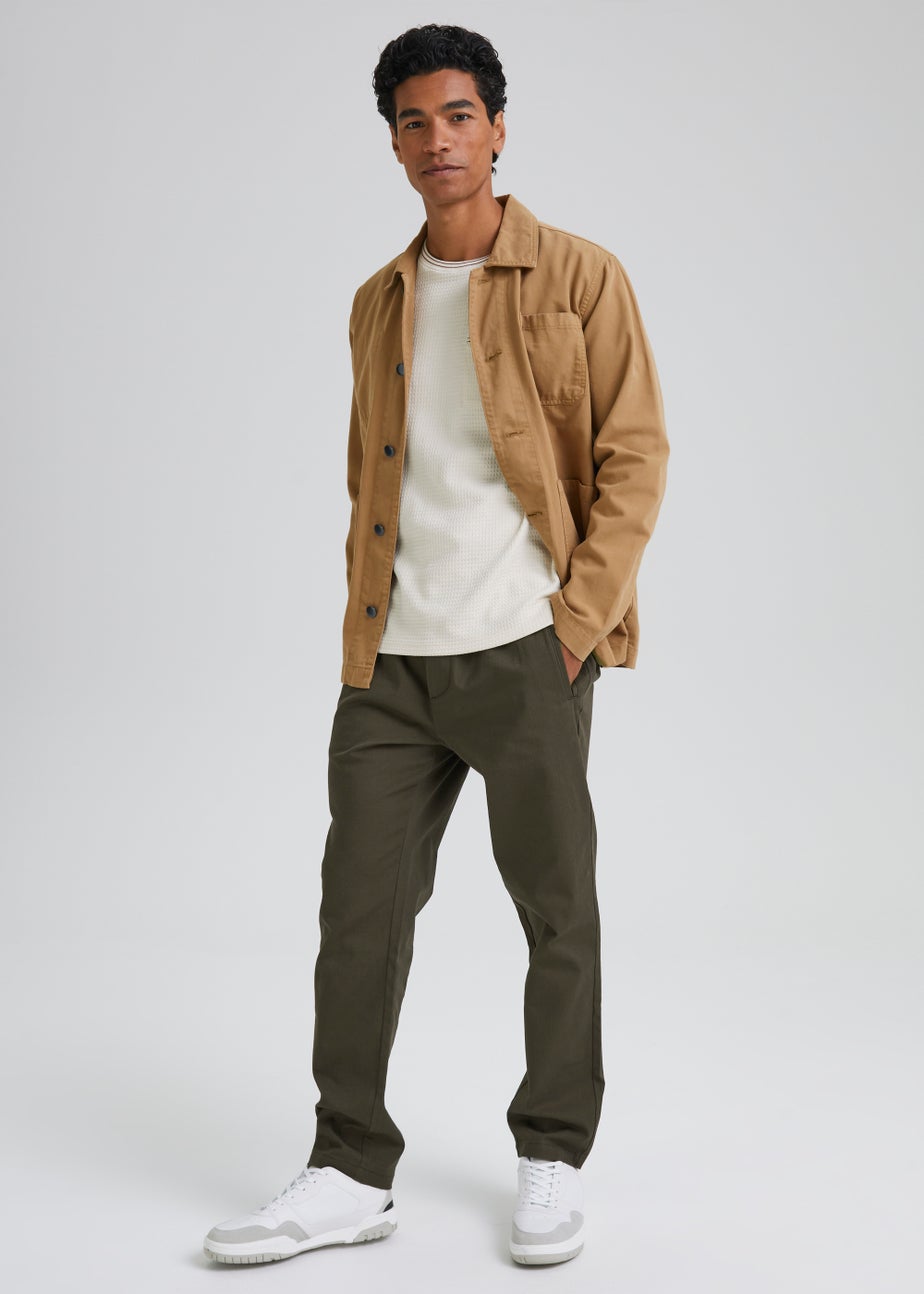 Khaki Textured Trousers