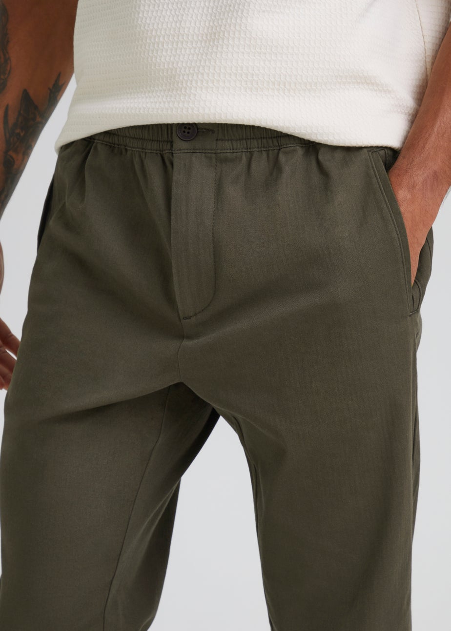 Khaki Textured Trousers