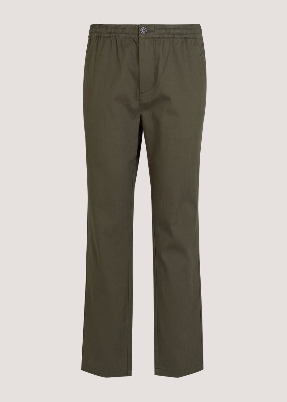 Khaki Textured Trousers