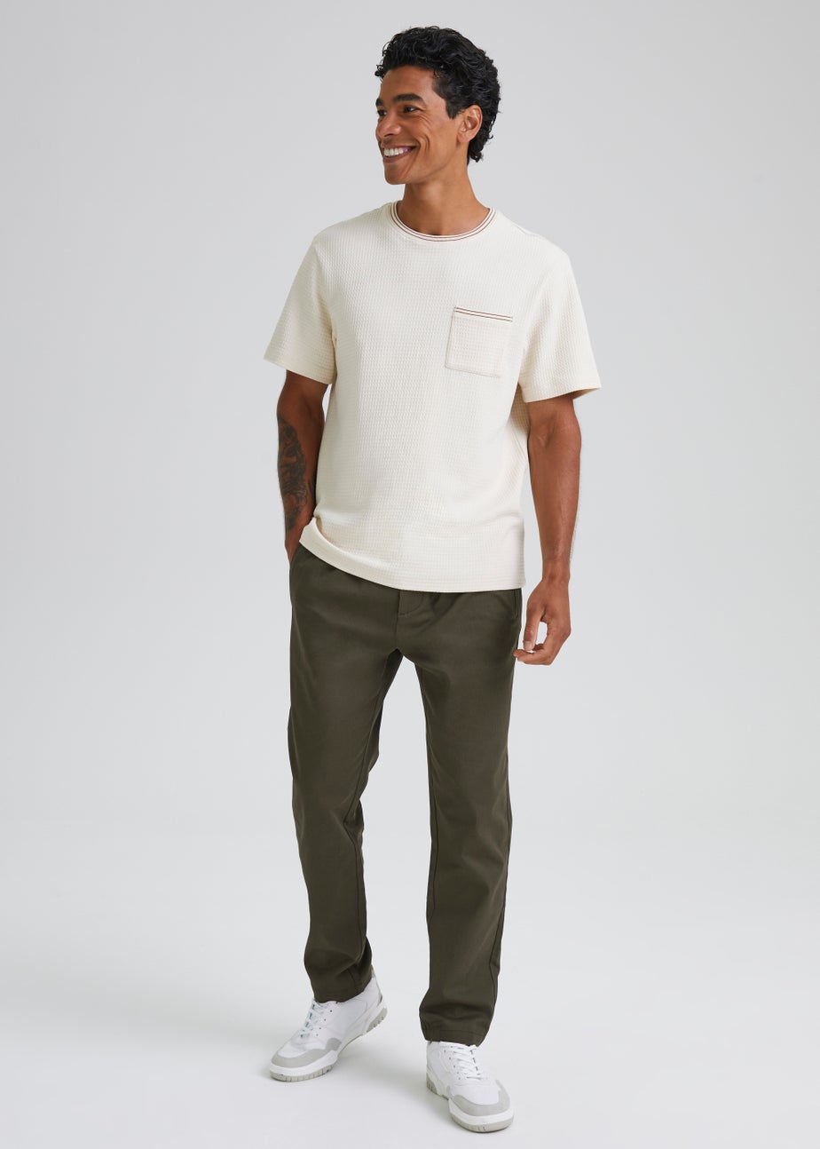 Khaki Textured Trousers