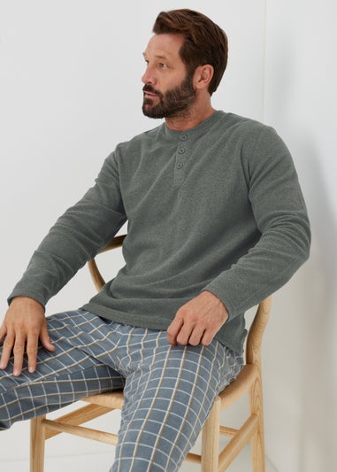 Grey Microfleece Long Pyjama Set