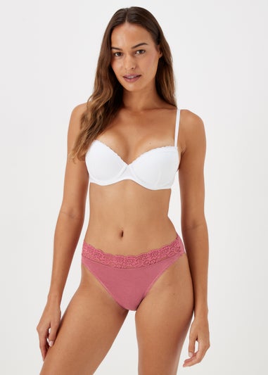 4 Pack Burgundy Lace Trim High Leg Knickers