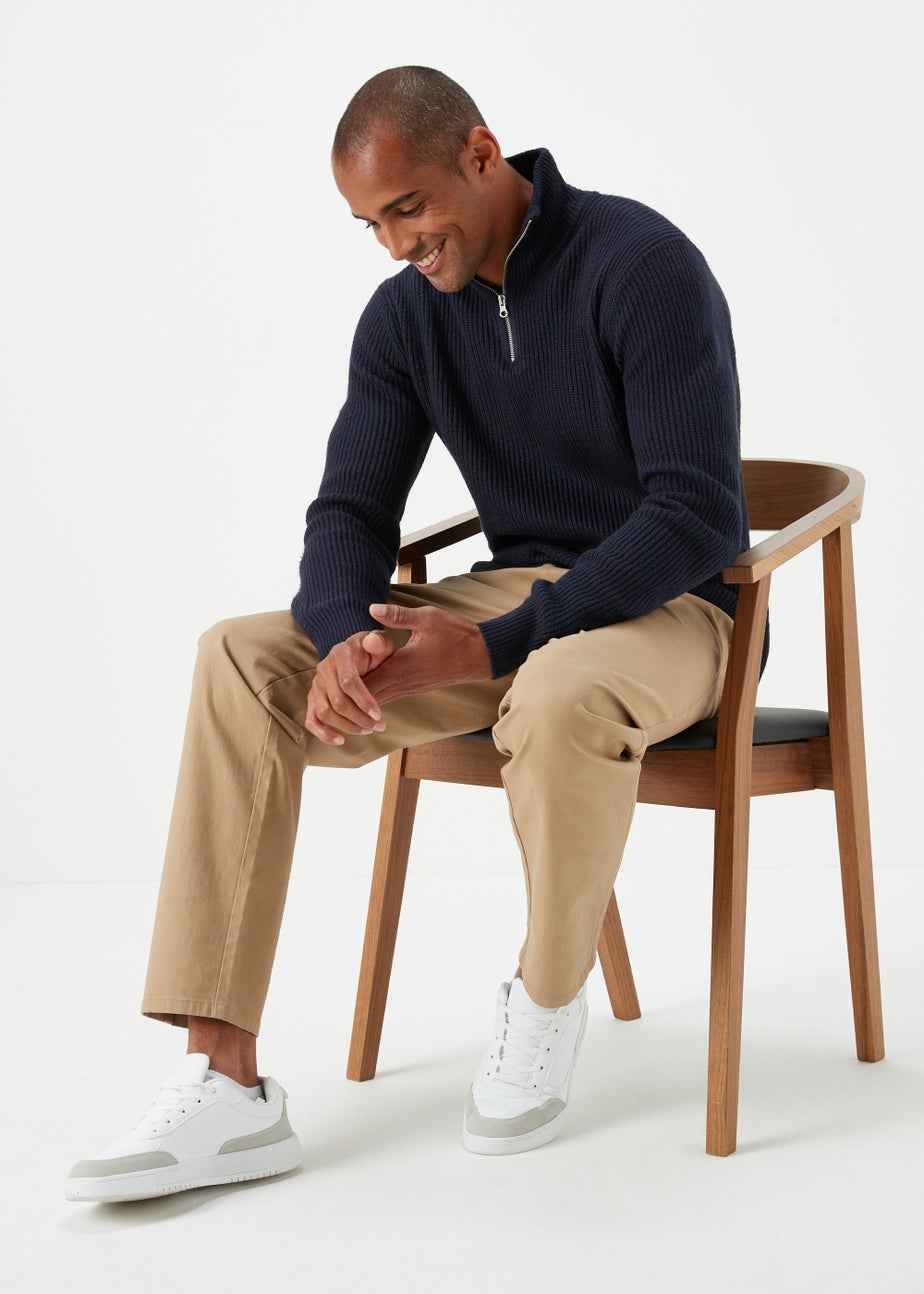 Navy Ribbed 1/4 Zip Sweatshirt