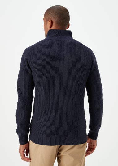 Navy Ribbed 1/4 Zip Sweatshirt