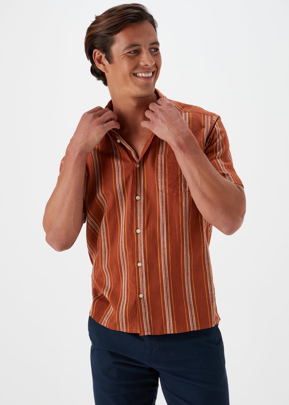 Rust Stripe Short Sleeve Shirt