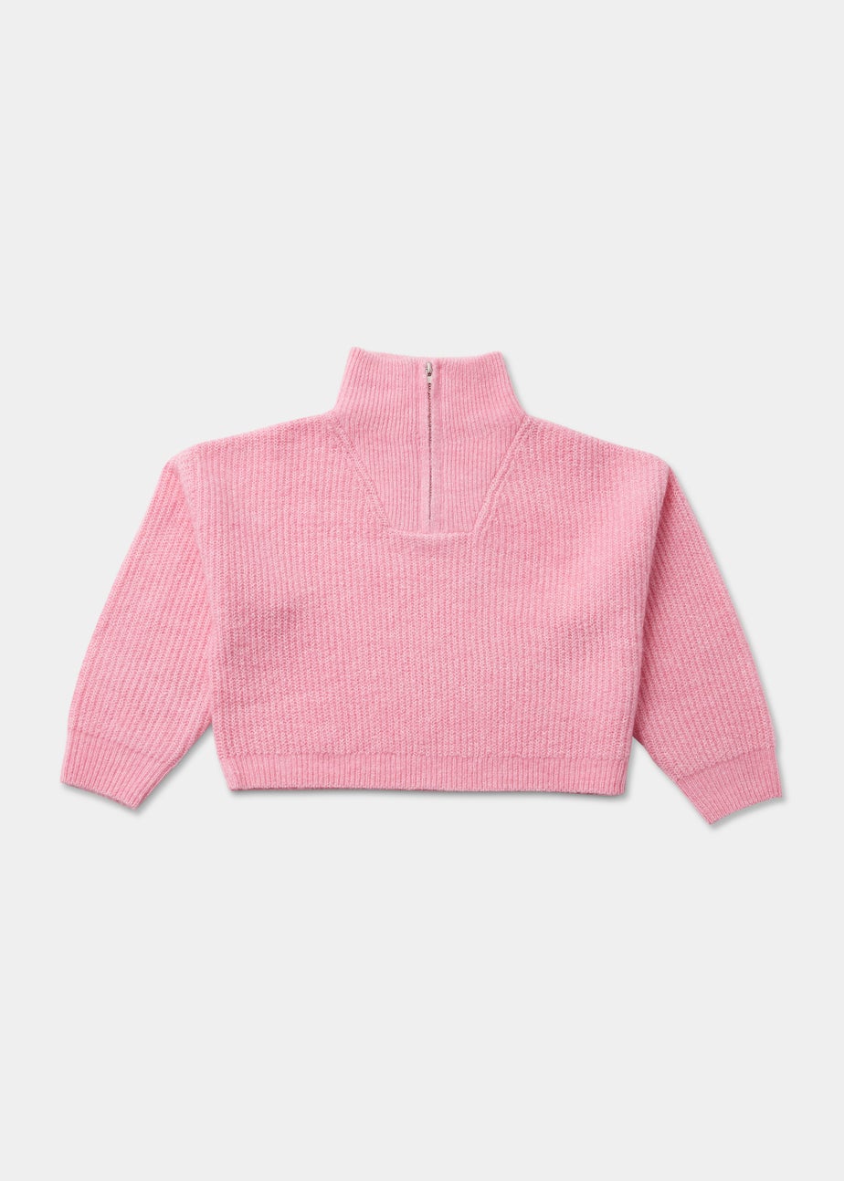 Girls Pink Half Zip Jumper (4-15yrs)