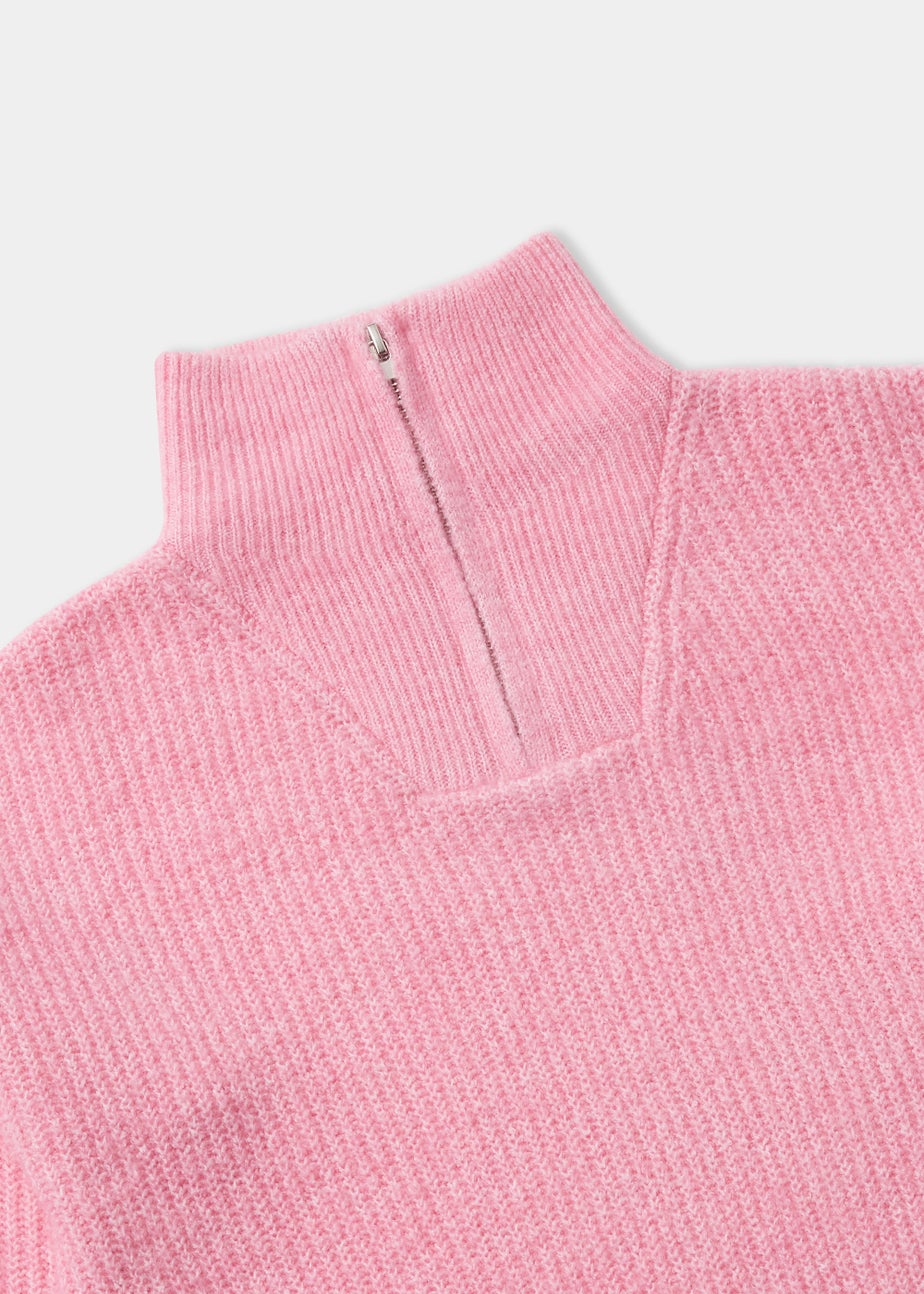Girls Pink Half Zip Jumper (4-15yrs)
