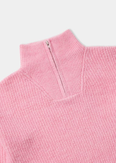 Girls Pink Half Zip Jumper (4-15yrs)
