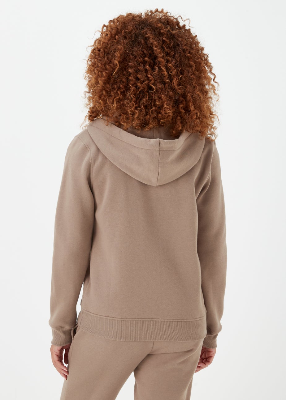 Beige Zip Up Hoodie