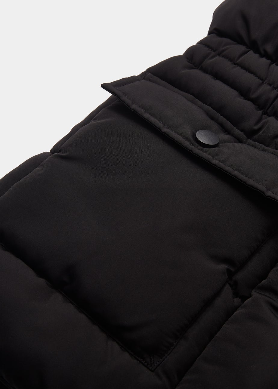 Girls Black Longline Hooded Gilet (4-13yrs)