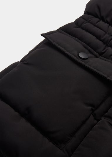 Girls Black Longline Hooded Gilet (4-13yrs)