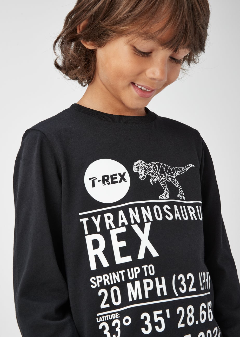 Boys Black Dinosaur Text Long Sleeve T-Shirt (4-13yrs)