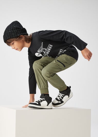 Boys Black Dinosaur Text Long Sleeve T-Shirt (4-13yrs)