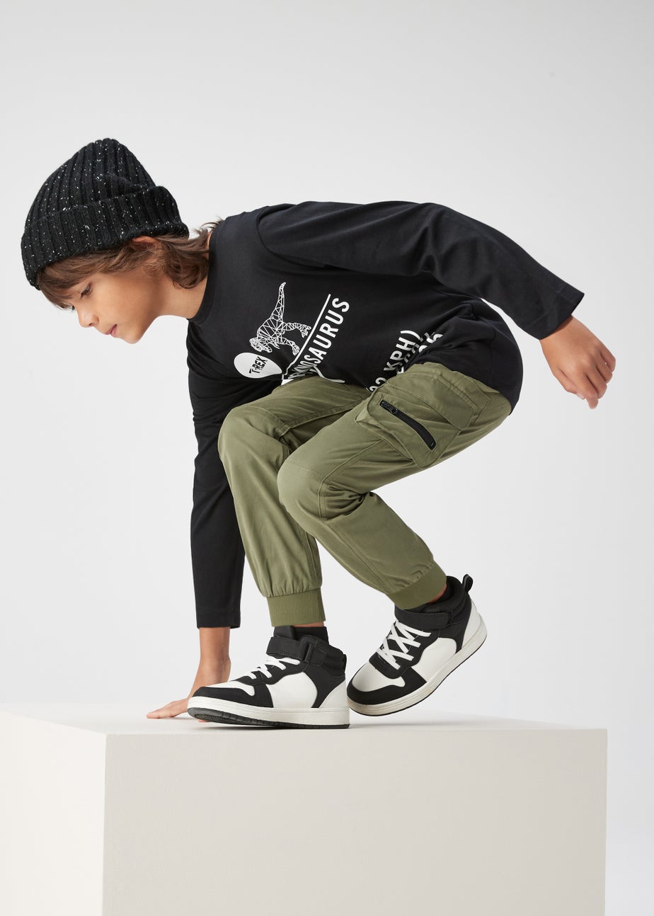 Boys Black Dinosaur Text Long Sleeve T-Shirt (4-13yrs)