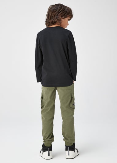 Boys Black Dinosaur Text Long Sleeve T-Shirt (4-13yrs)