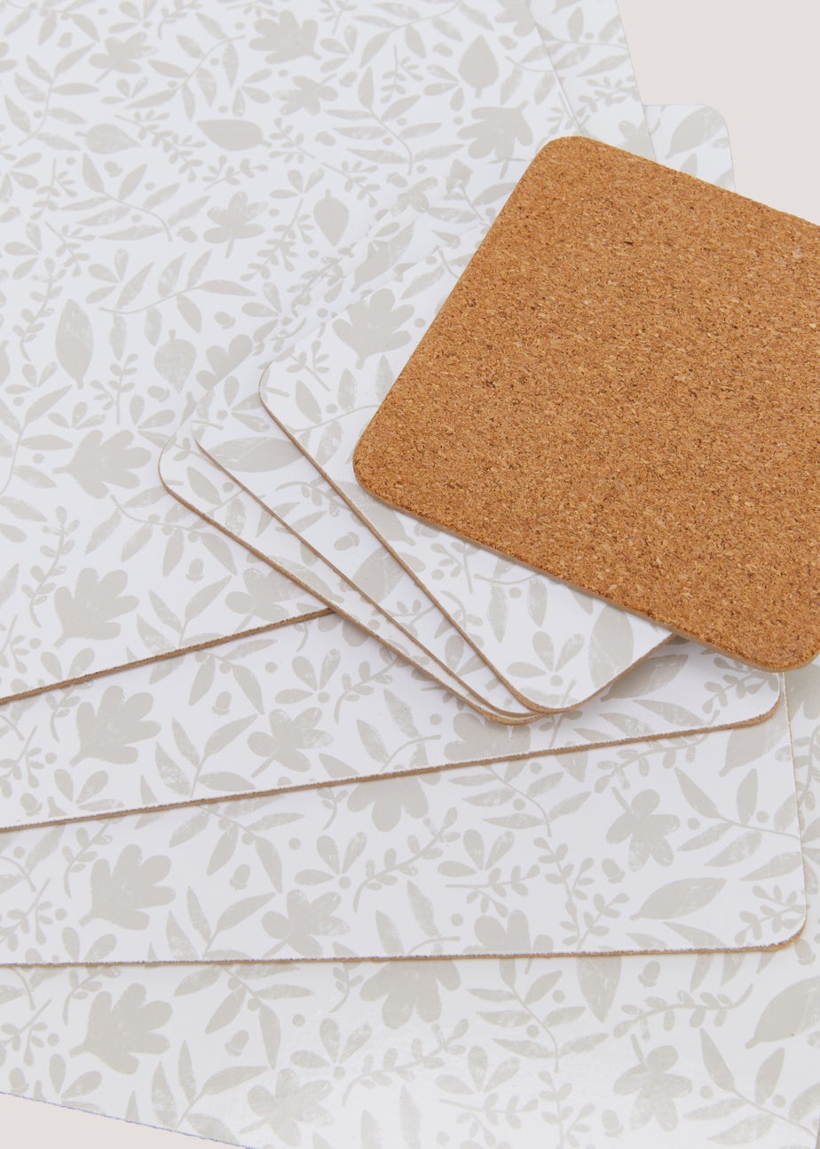 8 Pack Natural Foliage Placemat & Coaster Set