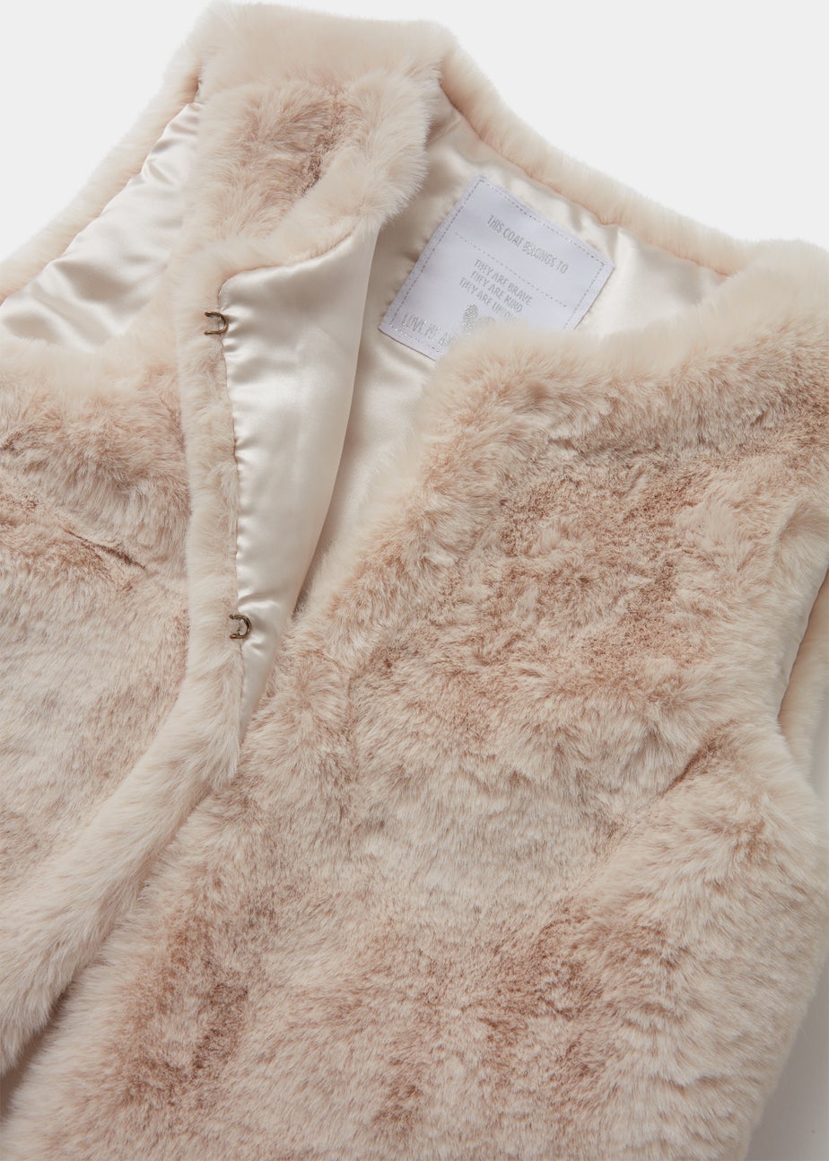 Girls Cream Faux Fur Gilet (4-13yrs)
