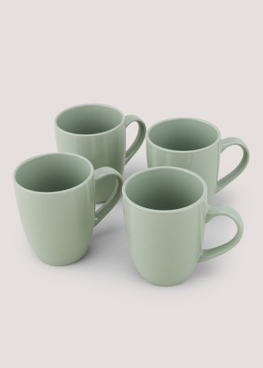 4 Pack Green Mugs (10cm x 8cm)