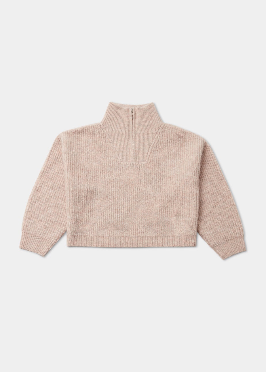 Girls Oatmeal Half Zip Jumper (4-15yrs)