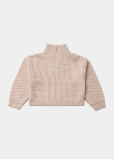 Girls Oatmeal Half Zip Jumper (4-15yrs)