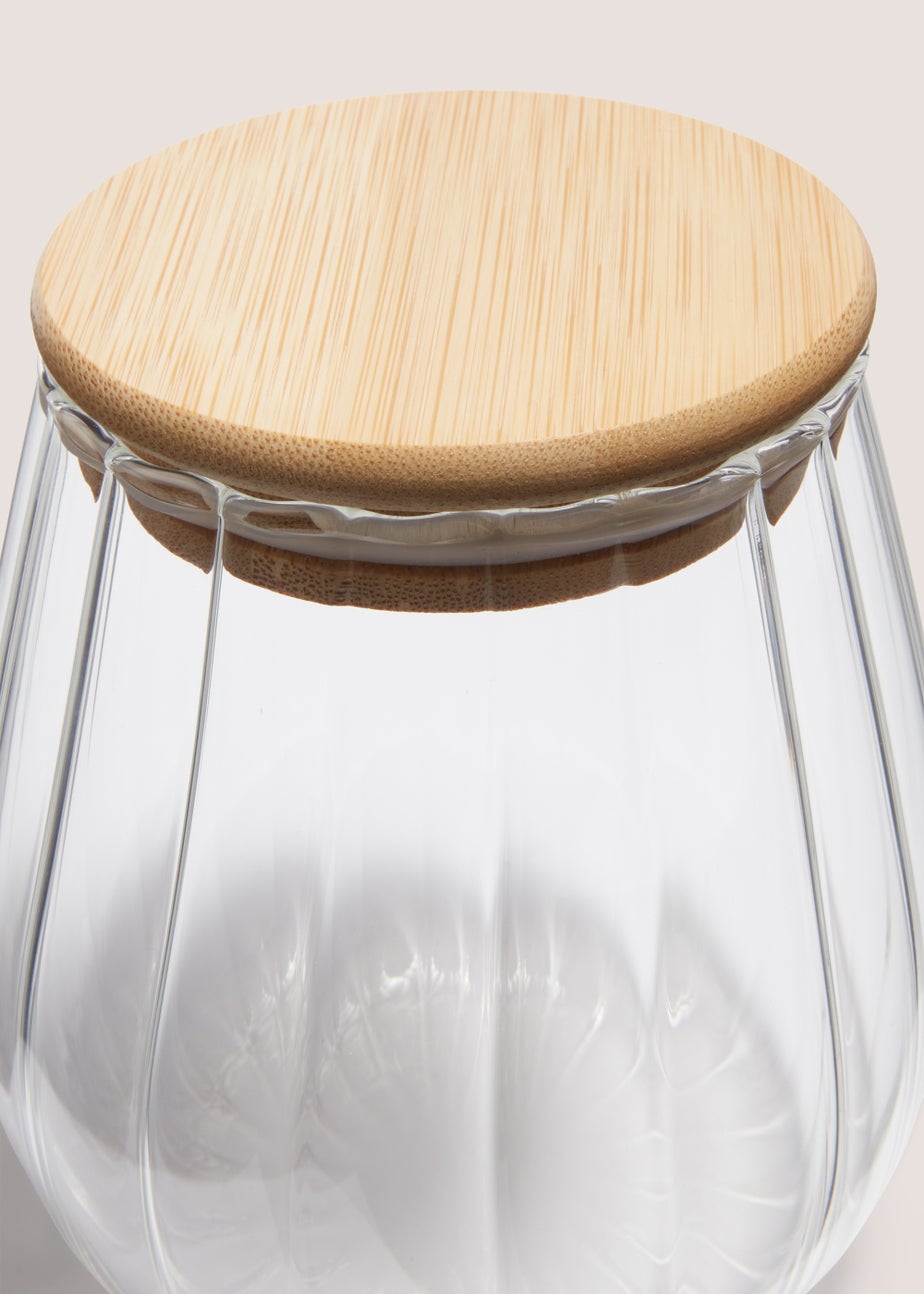 Small Curved Ribbed Glass Jar (10cm x 8cm)