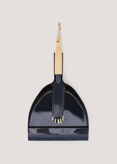 Black Plastic Dustpan & Brush Set