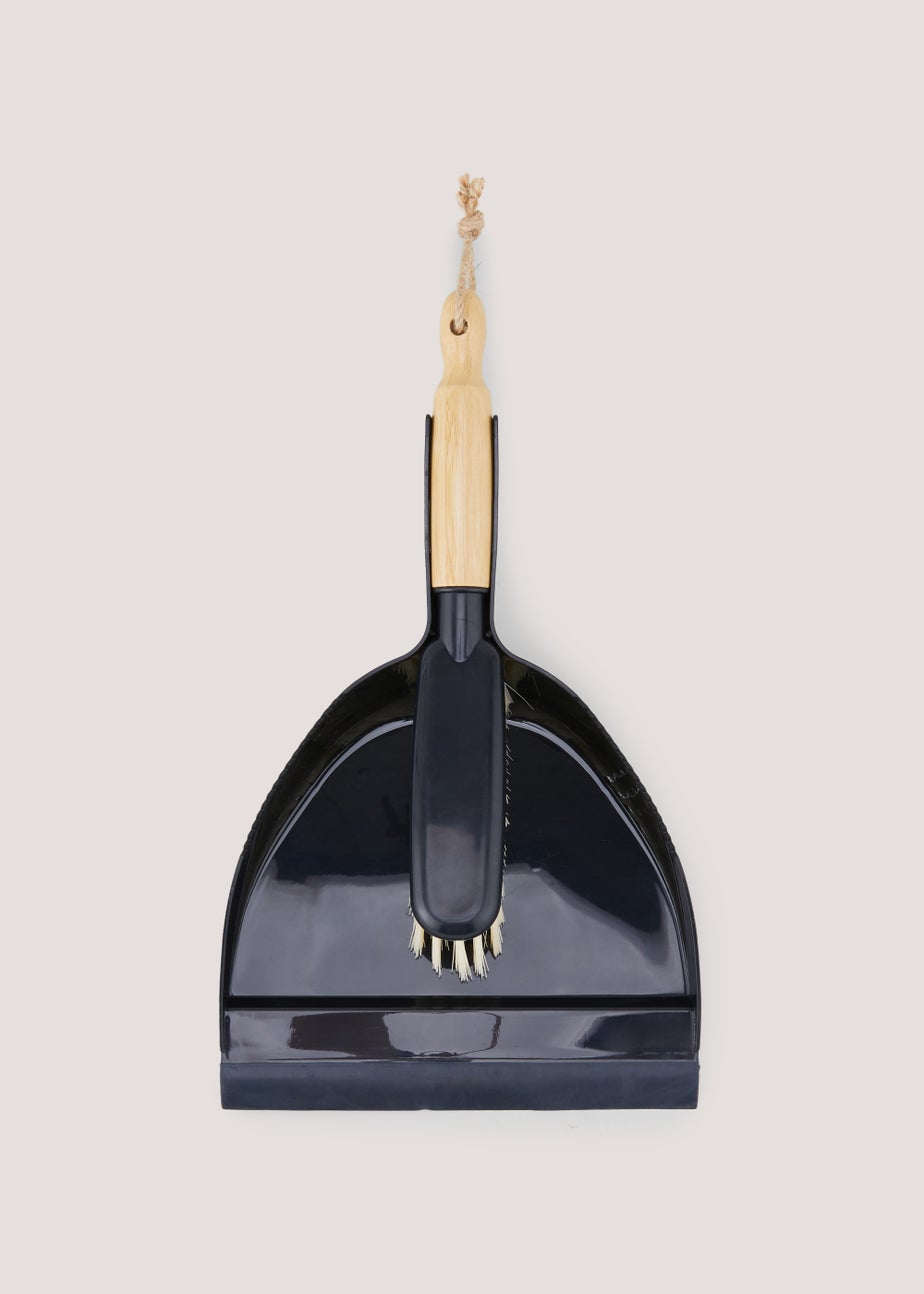 Black Plastic Dustpan & Brush Set