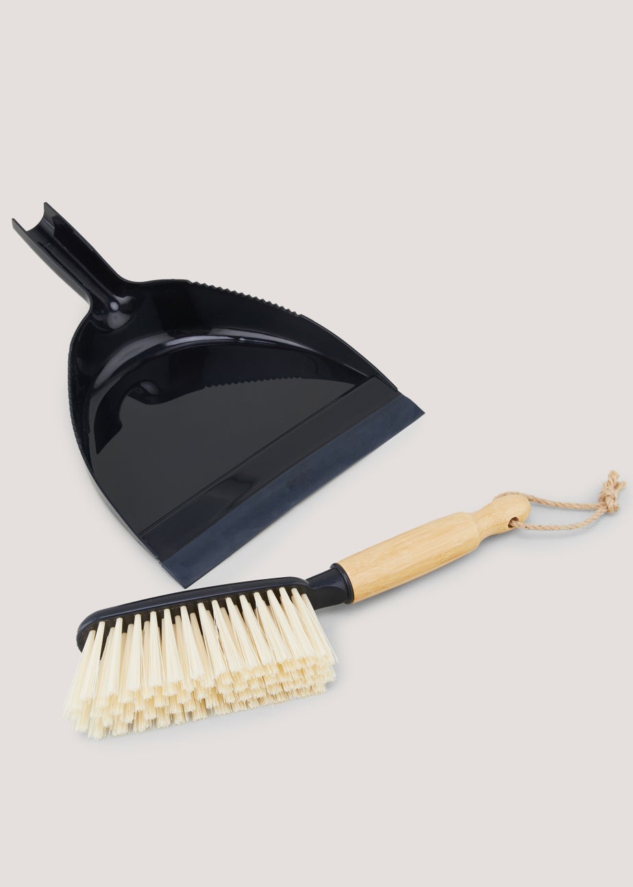 Black Plastic Dustpan & Brush Set